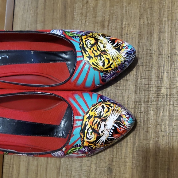 ED HARDY RED TIGER TATTOO SINGAPORE HIGH HEELS STILETTOS SHOES Sz 9/40 - Picture 6 of 13